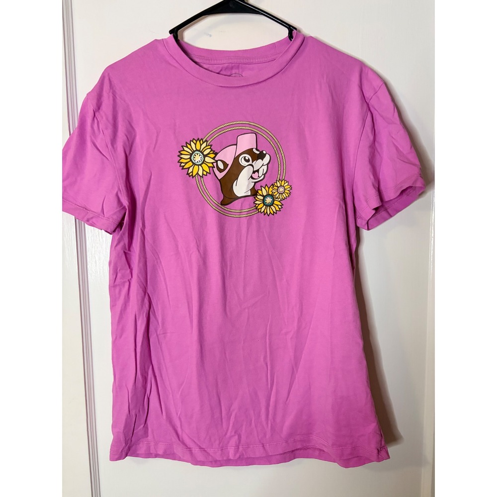 Buc-ee's Pink Western Cowboy Boot Cactus Graphic T-Shirt Womens Medium